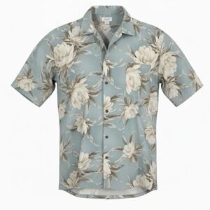 Vintage Iolani Hawaiian Camp Shirt Light Blue Floral Men's Size XXL